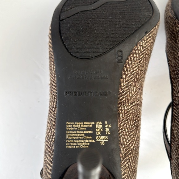 Prediction Brown Tweed Heels 90’s Peep Toe Size 9 Ankle Straps Office Walkable - Picture 9 of 9